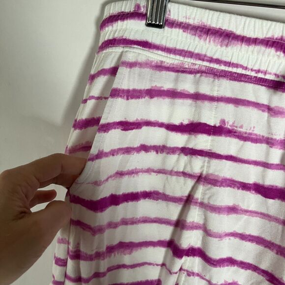 Soma Cool Nights Pajama Set Stretch Large Button Up Collar Shorts Tie Dye Comfy - Picture 8 of 11